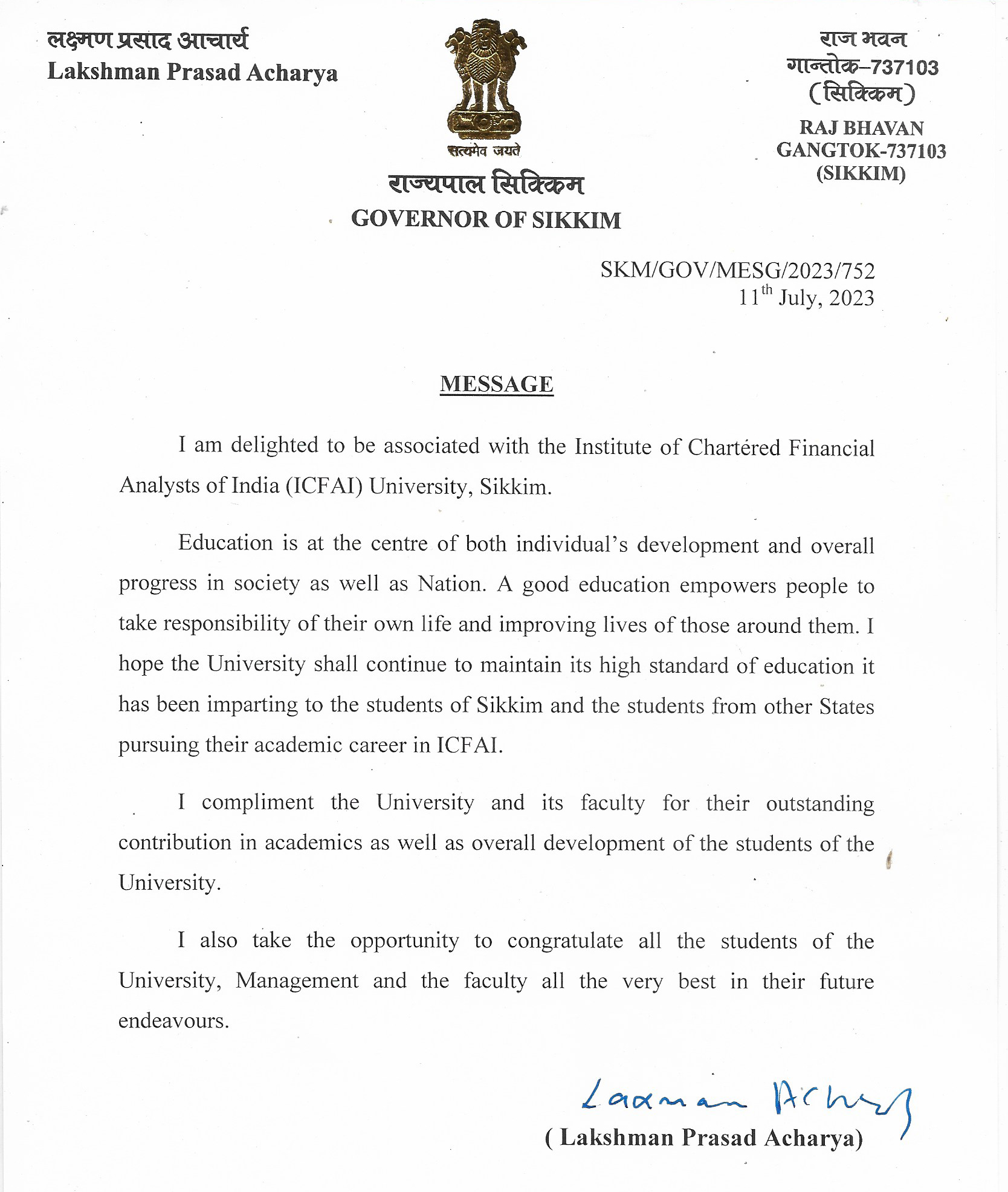 Governor-Message